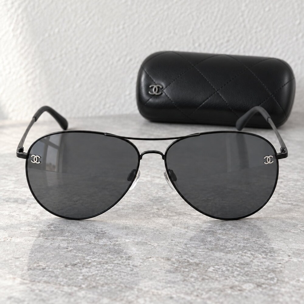 Chanel Black Aviator Sunglasses